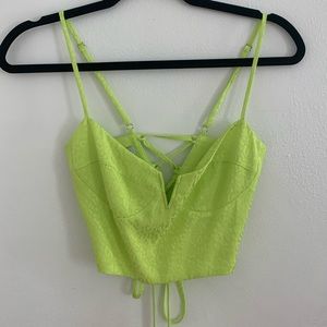 Lime green tie crop top